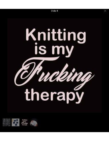 Étiquette tissée à coudre " Knitting is my F*** Therapy " no pas cher