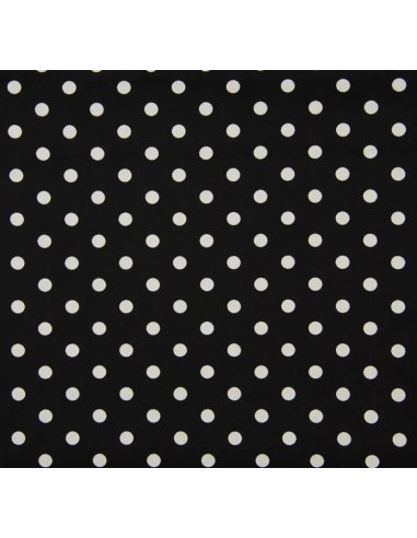 coton daisy fond noir pois blanc pas cher