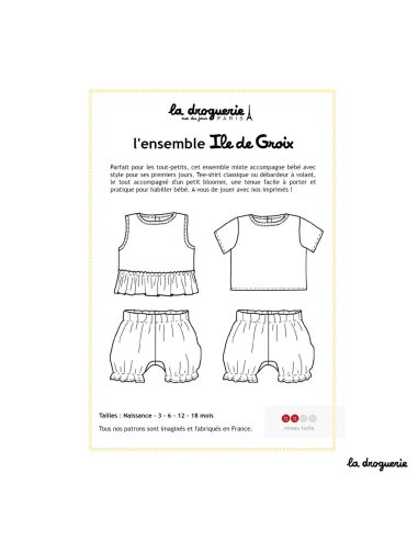 Patron couture de l'ensemble bébé "Ile de Groix" pas cher