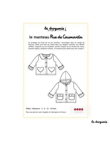 Patron couture du manteau bébé "Rue de Caumartin" pas cher