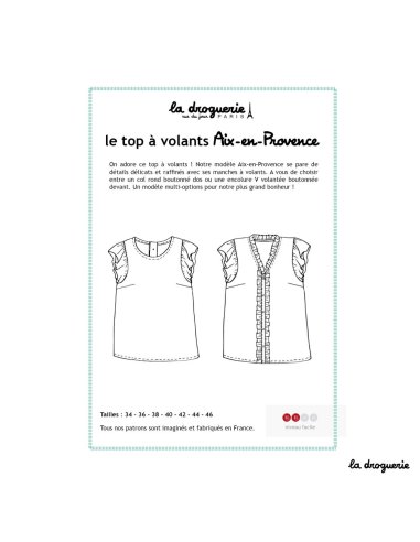 Patron couture du top à volants femme "Aix-en-Provence" pas cher