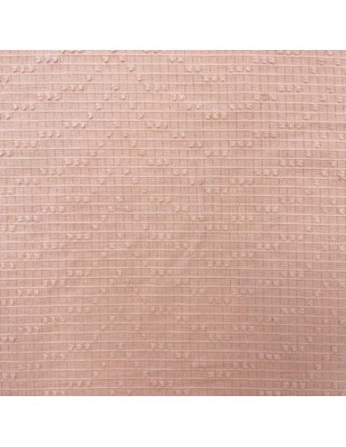 VOILE DE COTON Texturé DOBBY rose nude pas cher