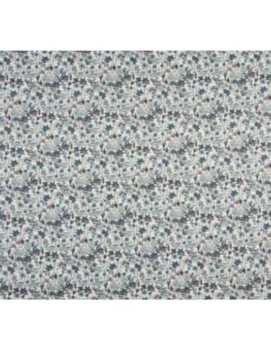 Coton digital fleur Vieux menthe gris pas cher